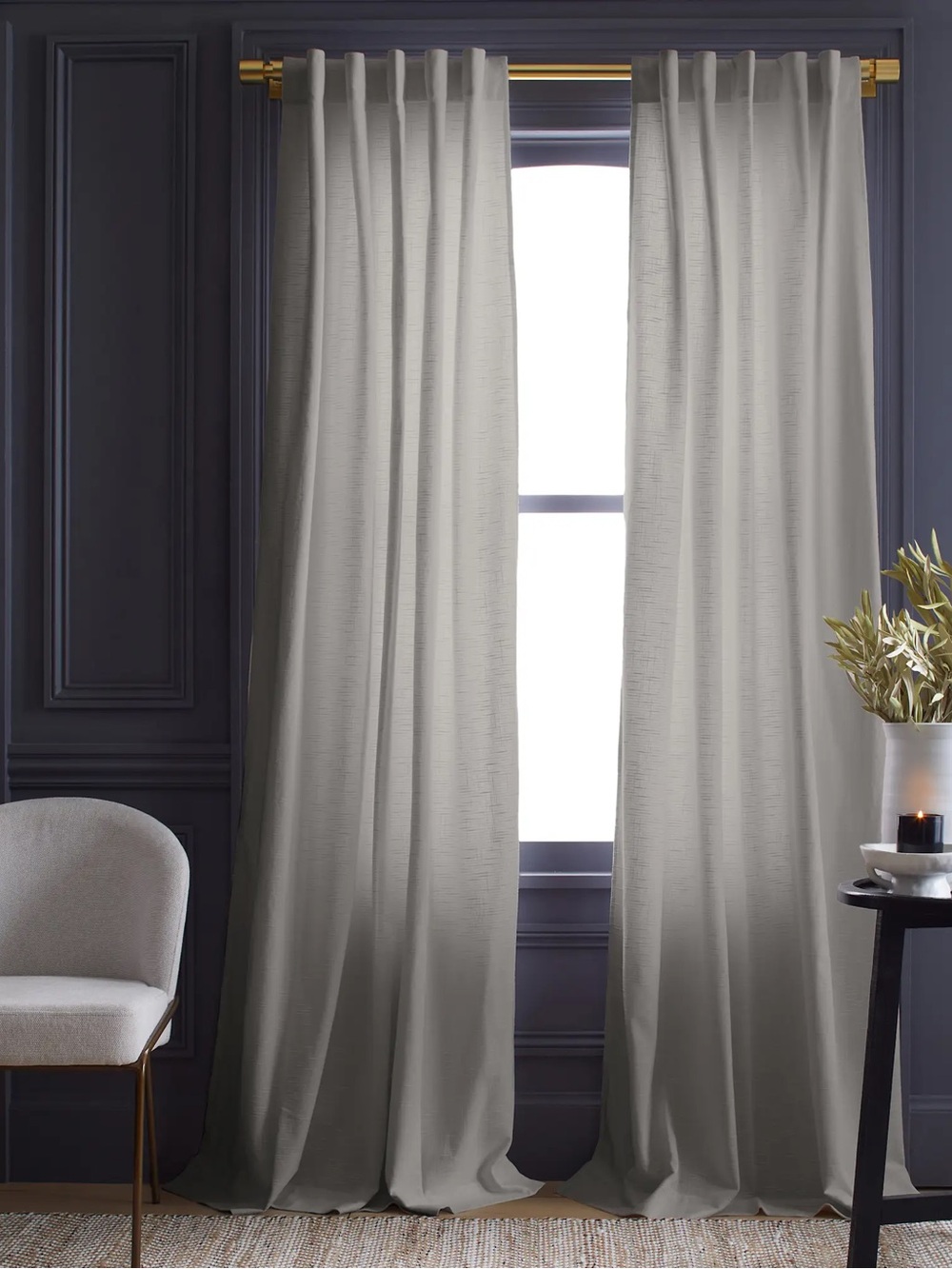 NWT QUINCE 1 panel 48x84 Cotton Slub Curtain Cloud 0737